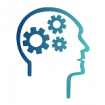 30 years of expertise icon - head with engine