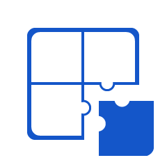 Puzzle logo in blue - Modular possibilities